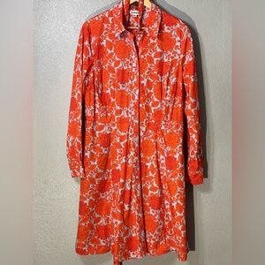 BODEN Amy Cotton Short Shirt Dress-firecracker, Gardenia Swirl - Size 16-18
